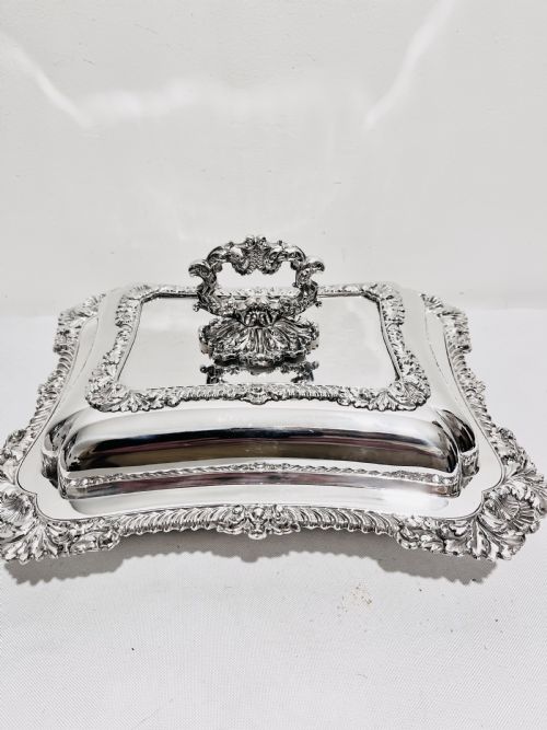 victorian silver plated rectangular entree dish by walker hall - CATEGORY: ANTIQUE SILVER - DATED 1880