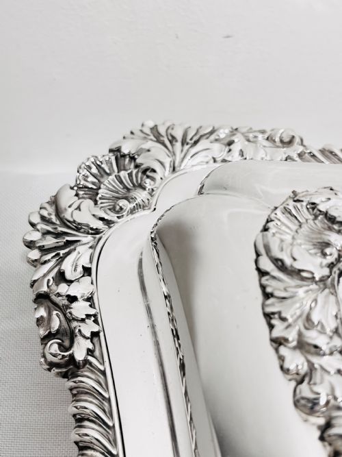 VICTORIAN SILVER PLATED RECTANGULAR ENTREE DISH BY WALKER HALL - ADDITIONAL PHOTO 4