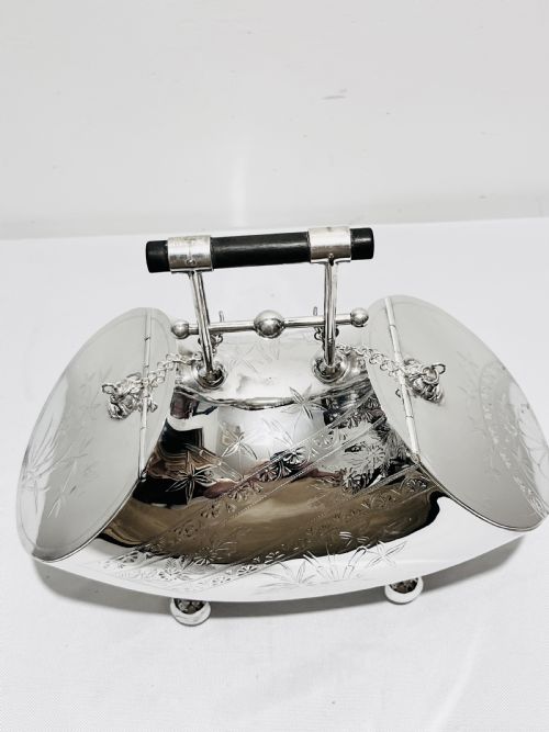 unusual victorian silver plated mechanical biscuit box - CATEGORY: ANTIQUE BOXES - DATED 1880