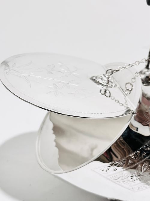 UNUSUAL VICTORIAN SILVER PLATED MECHANICAL BISCUIT BOX - ADDITIONAL PHOTO 4