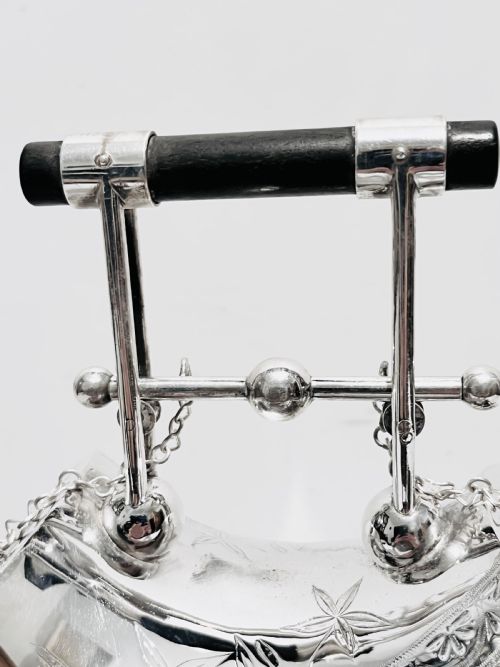 UNUSUAL VICTORIAN SILVER PLATED MECHANICAL BISCUIT BOX - ADDITIONAL PHOTO 6