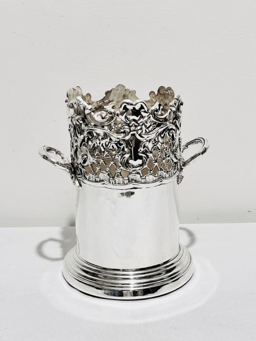 victorian silver plated tall wine bottle coaster - CATEGORY: ANTIQUE SILVER - DATED 1880
