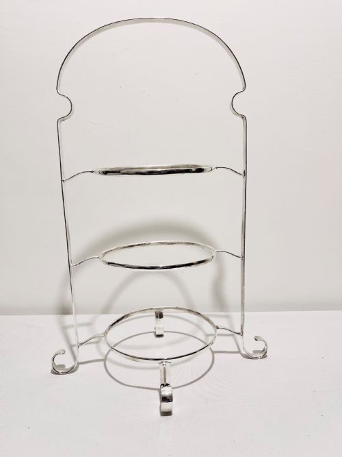 VINTAGE SILVER PLATED 3 TIER CAKE STAND BY MARPLES COMPANY C1930 - ADDITIONAL PHOTO 2