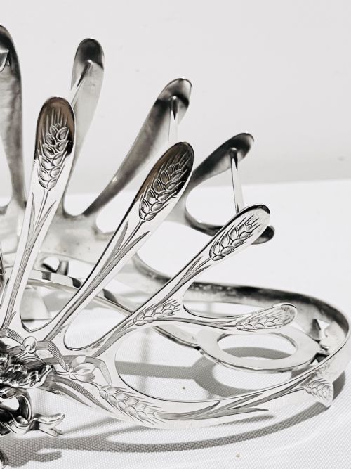 VICTORIAN ANTIQUE SILVER PLATED TOAST RACK BY ELKINGTON COMPANY 1896 - ADDITIONAL PHOTO 2