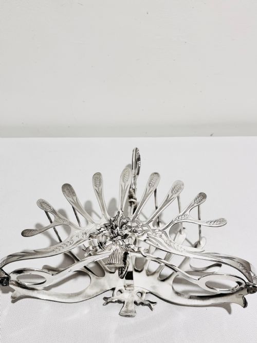 VICTORIAN ANTIQUE SILVER PLATED TOAST RACK BY ELKINGTON COMPANY 1896 - ADDITIONAL PHOTO 6