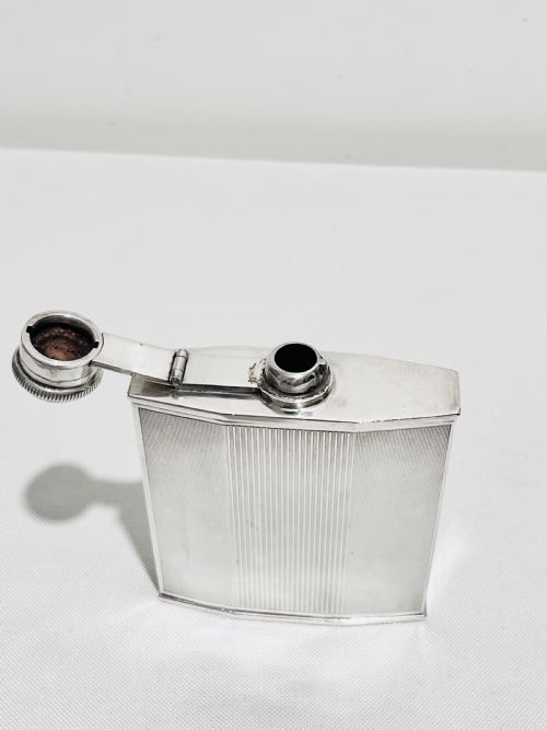 ART DECO SOLID STERLING SILVER HIP FLASK HALLMARKED BIRMINGHAM 1935 - ADDITIONAL PHOTO 2