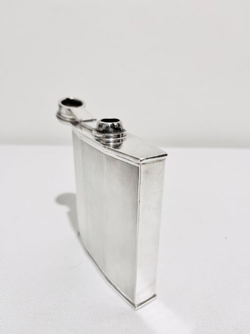 ART DECO SOLID STERLING SILVER HIP FLASK HALLMARKED BIRMINGHAM 1935 - ADDITIONAL PHOTO 4