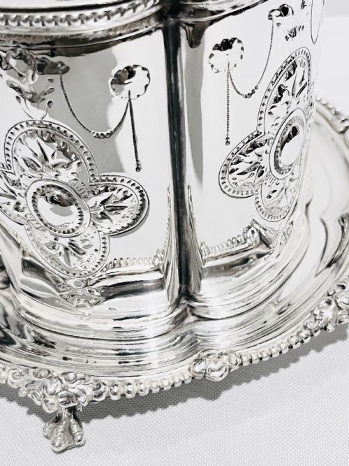 VICTORIAN SILVER PLATED BISCUIT BOX C1880 - ADDITIONAL PHOTO 4