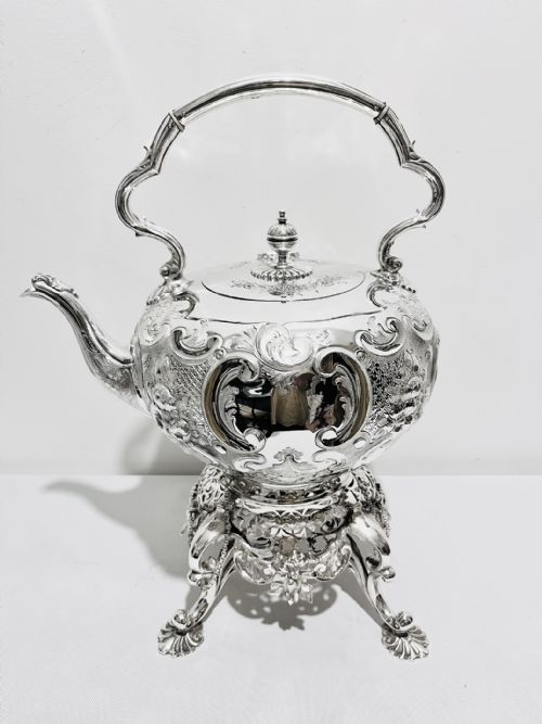 VICTORIAN TEA KETTLE ON STAND C1880 - ADDITIONAL PHOTO 1