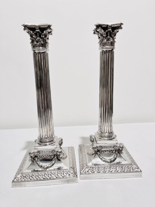 elkington company silver plated candlesticks c1880 - CATEGORY: ANTIQUE SILVER - DATED 1880