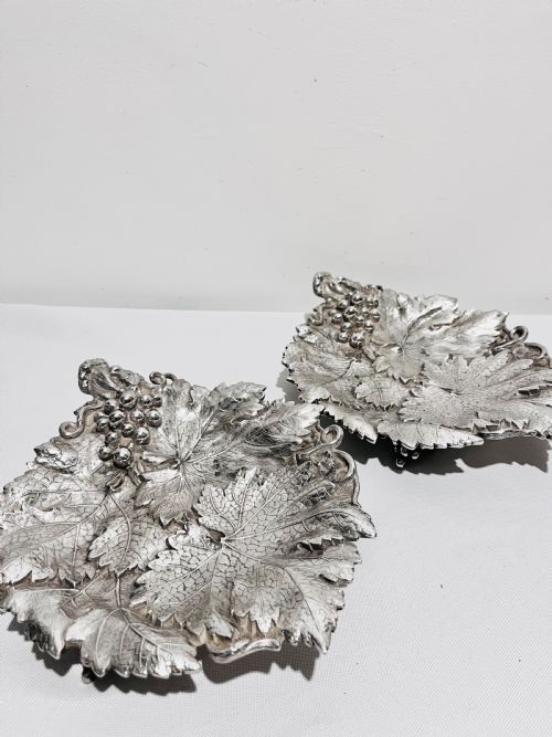 pair of elkington company silver plated grape or fruit dishes c1880 - CATEGORY: ANTIQUE SILVER - DATED 1880