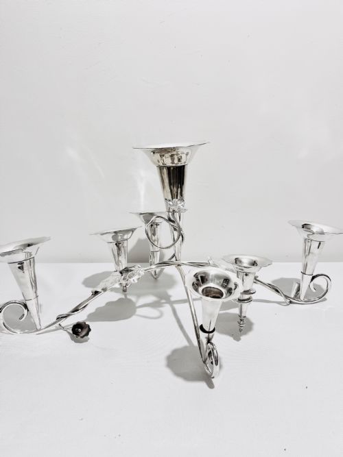 vintage silver plated 7 flute epergne c1930 - CATEGORY: ANTIQUE SILVER - DATED 1930