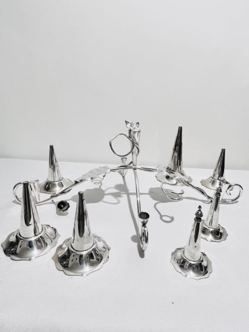 VINTAGE SILVER PLATED 7 FLUTE EPERGNE C1930 - ADDITIONAL PHOTO 1