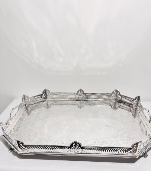large handsome victorian silver plated gallery tray by atkin brothers c1880 - CATEGORY: ANTIQUE SILVER - DATED 1880