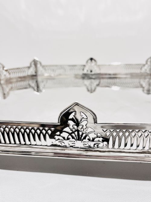 LARGE HANDSOME VICTORIAN SILVER PLATED GALLERY TRAY BY ATKIN BROTHERS C1880 - ADDITIONAL PHOTO 5