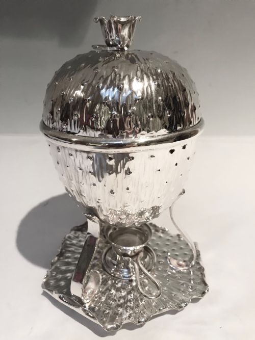 HUKIN HEATH SILVER PLATED C1890 AESTHETIC EGG CODDLER - ADDITIONAL PHOTO 2