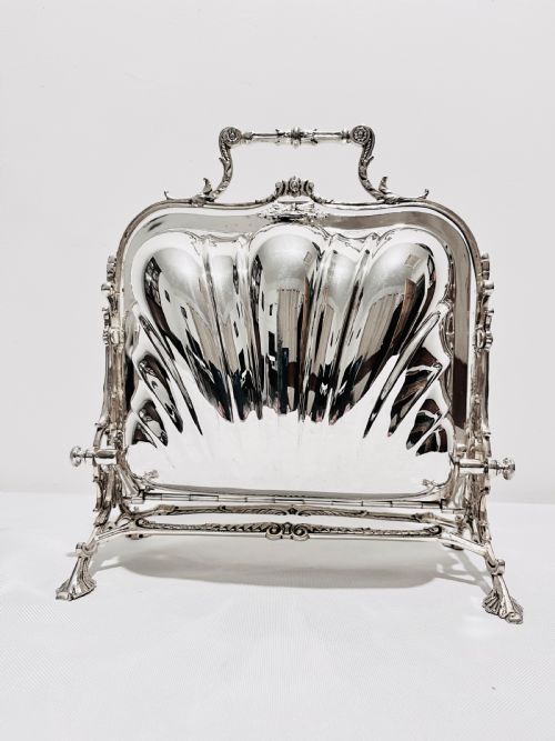 antique silver plated folding biscuit box warmer by fenton brothers c1880 - CATEGORY: ANTIQUE SILVER - DATED 1880