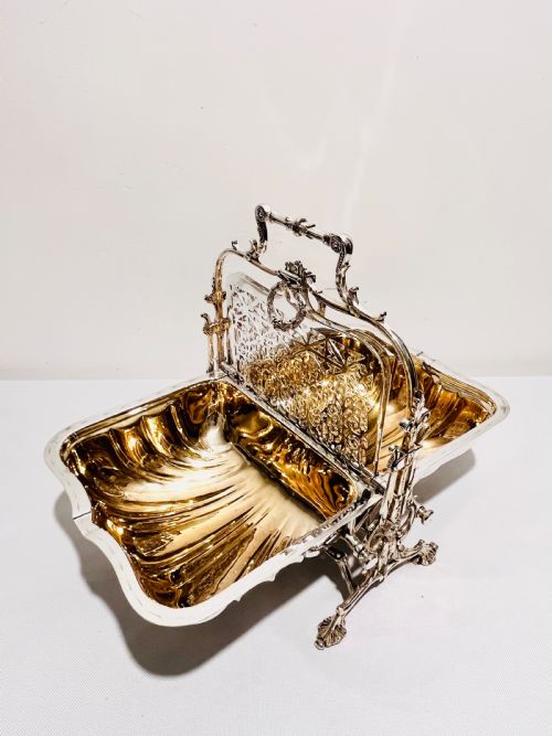ANTIQUE SILVER PLATED FOLDING BISCUIT BOX WARMER BY FENTON BROTHERS C1880 - ADDITIONAL PHOTO 4