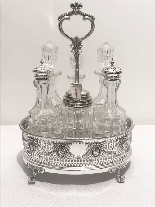 antique silver plated 6 bottle cruet by martin hall co c1880 - CATEGORY: ANTIQUE SILVER - DATED 1880