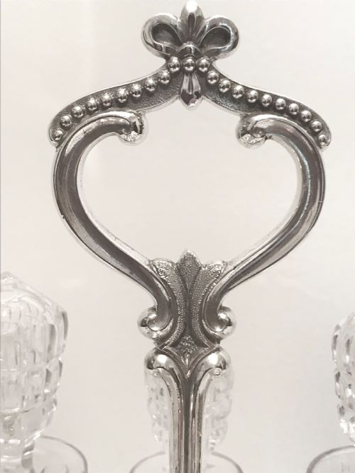 ANTIQUE SILVER PLATED 6 BOTTLE CRUET BY MARTIN HALL CO C1880 - ADDITIONAL PHOTO 2