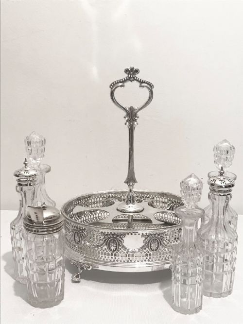 ANTIQUE SILVER PLATED 6 BOTTLE CRUET BY MARTIN HALL CO C1880 - ADDITIONAL PHOTO 3