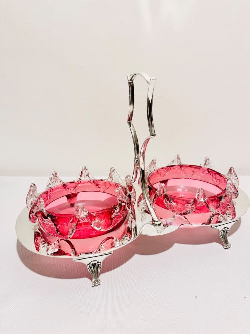 antique silver plated double jam dish c1880 by james dixon sons - CATEGORY: ANTIQUE SILVER - DATED 1880