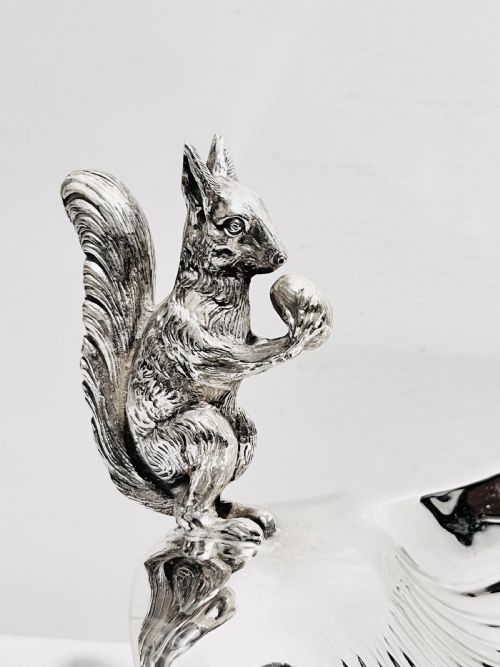 NOVELTY SILVER PLATED NUT DISH WITH SQUIRREL MOUNT C1880 - ADDITIONAL PHOTO 4