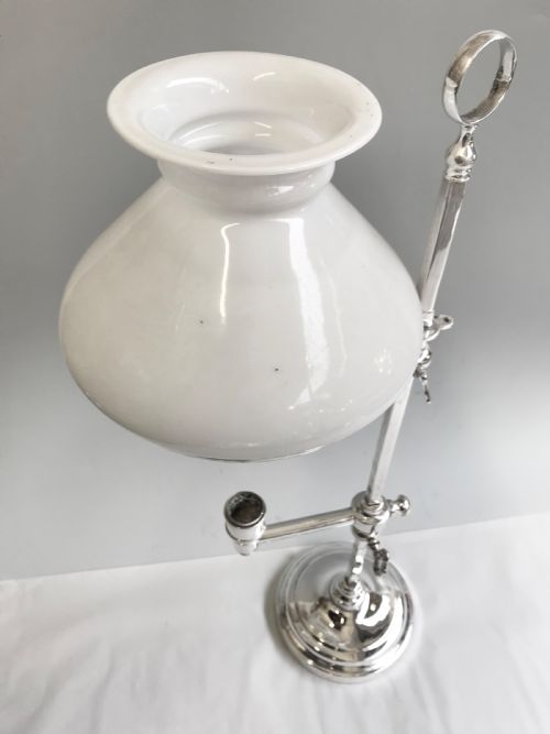 ANTIQUE SILVER PLATED STUDENT LAMP C1900 - ADDITIONAL PHOTO 1