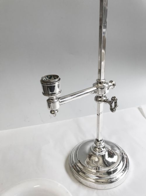 ANTIQUE SILVER PLATED STUDENT LAMP C1900 - ADDITIONAL PHOTO 3