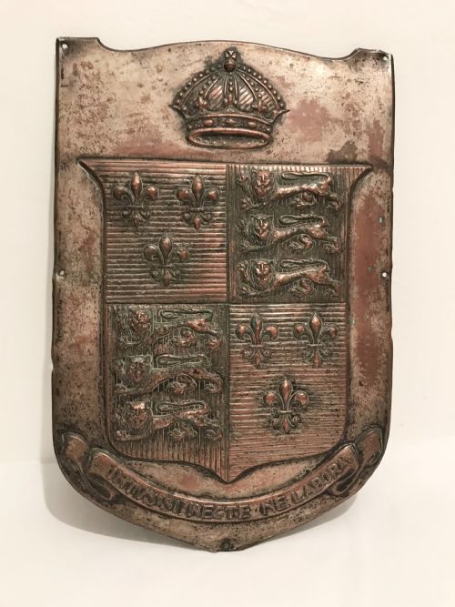 copper shield from shrewsbury school - CATEGORY: ANTIQUE METAL - DATED VICTORIAN