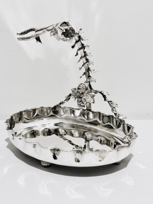 antique silver plated grapes stand by mappin webb c1880 - CATEGORY: ANTIQUE SILVER - DATED 1880