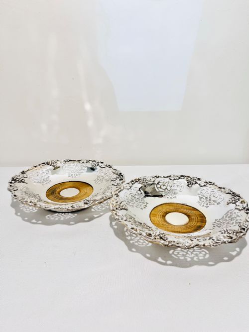 antique silver plated pair wine or decanter coasters c1880 - CATEGORY: ANTIQUE SILVER - DATED 1880