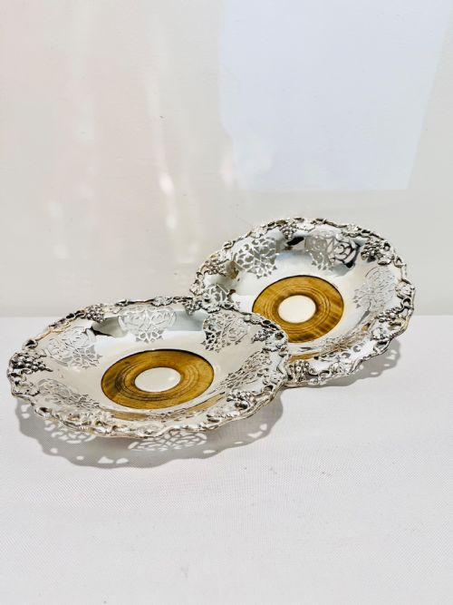ANTIQUE SILVER PLATED PAIR WINE OR DECANTER COASTERS C1880 - ADDITIONAL PHOTO 2