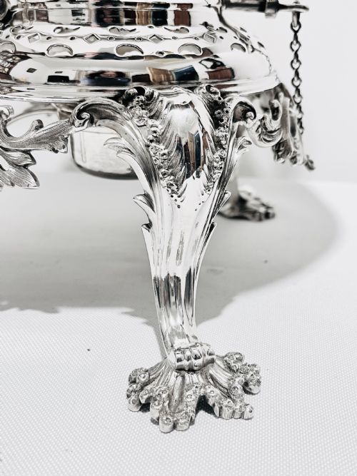 ANTIQUE SILVER PLATED KETTLE ON STAND C1880 BY WILLIAM PADLEY - ADDITIONAL PHOTO 1
