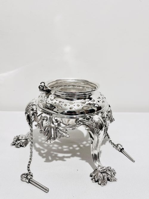 ANTIQUE SILVER PLATED KETTLE ON STAND C1880 BY WILLIAM PADLEY - ADDITIONAL PHOTO 4