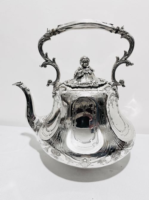 ANTIQUE SILVER PLATED KETTLE ON STAND C1880 BY WILLIAM PADLEY - ADDITIONAL PHOTO 6