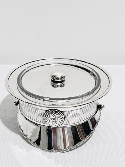 novelty silver plated military cap jam or preserve dish c1920 - CATEGORY: ANTIQUE SILVER - DATED 1920