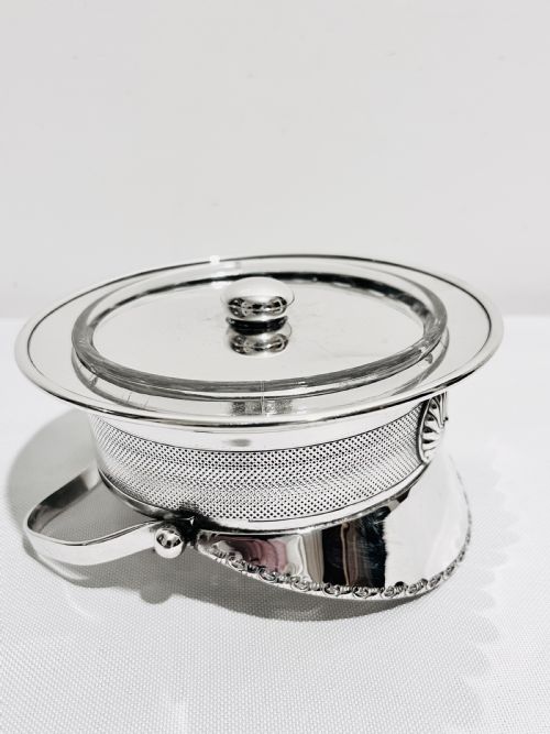 NOVELTY SILVER PLATED MILITARY CAP JAM OR PRESERVE DISH C1920 - ADDITIONAL PHOTO 5