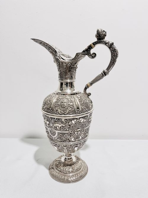 antique silver plated relief claret jug by james dixon sons c1880 - CATEGORY: ANTIQUE SILVER - DATED 1880