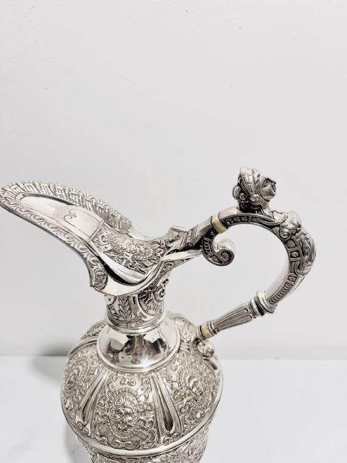ANTIQUE SILVER PLATED RELIEF CLARET JUG BY JAMES DIXON SONS C1880 - ADDITIONAL PHOTO 1