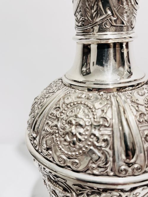 ANTIQUE SILVER PLATED RELIEF CLARET JUG BY JAMES DIXON SONS C1880 - ADDITIONAL PHOTO 3
