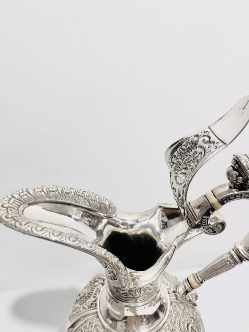 ANTIQUE SILVER PLATED RELIEF CLARET JUG BY JAMES DIXON SONS C1880 - ADDITIONAL PHOTO 5