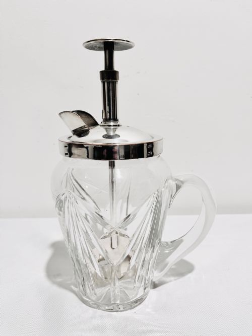 rare vintage silver plated and glass pump action cocktail stirrer c1930 - CATEGORY: ANTIQUE SILVER - DATED 1930
