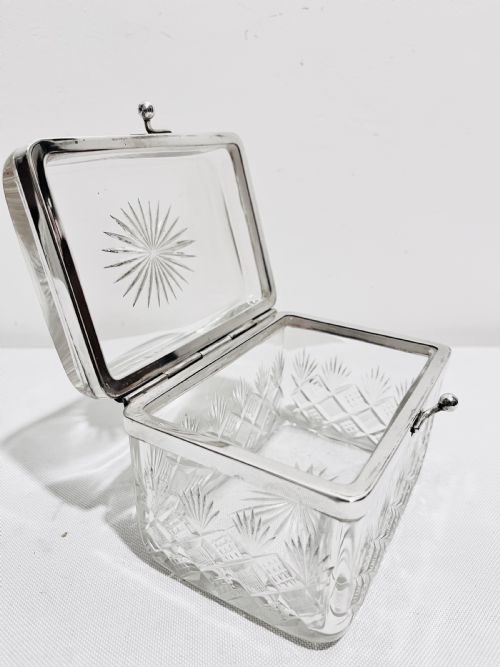 HANDSOME GLASS SILVER PLATED BOX BY WMF C1900 - ADDITIONAL PHOTO 2