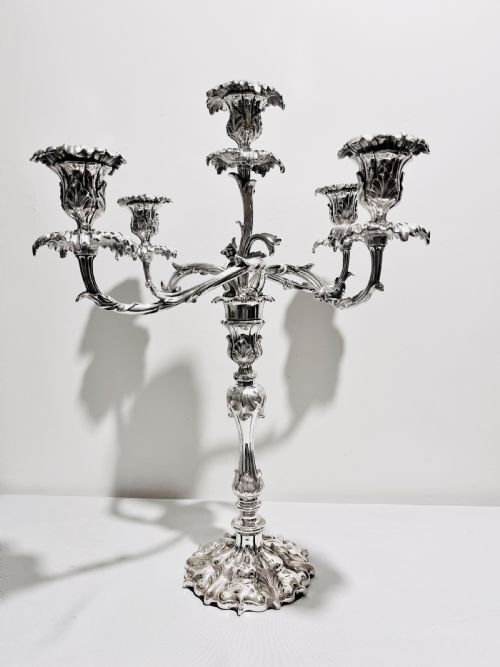 elkington company cast silver plated 5 light candelabra c1880 - CATEGORY: ANTIQUE SILVER - DATED 1880