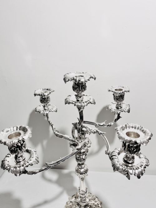 ELKINGTON COMPANY CAST SILVER PLATED 5 LIGHT CANDELABRA C1880 - ADDITIONAL PHOTO 3