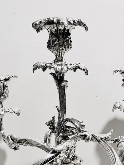 ELKINGTON COMPANY CAST SILVER PLATED 5 LIGHT CANDELABRA C1880 - ADDITIONAL PHOTO 4