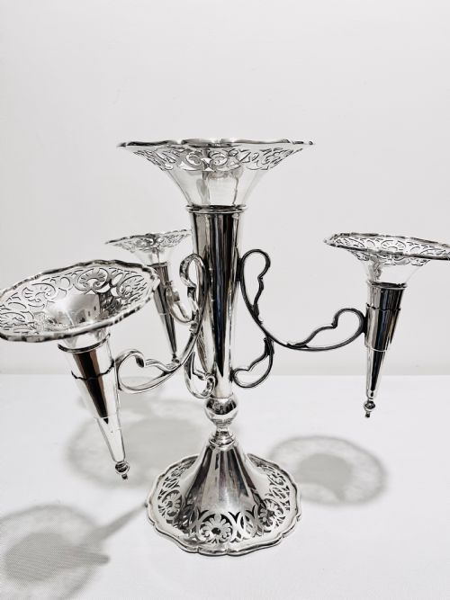 antique silver plated epergne c1910 by george wish of sheffield - CATEGORY: ANTIQUE SILVER - DATED 1910