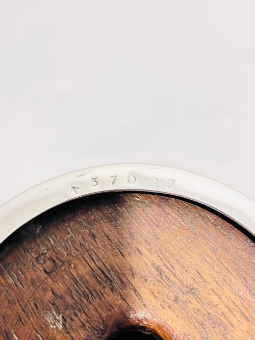 WINE BOTTLE HOLDER OAK AND SILVER PLATED C1920 - ADDITIONAL PHOTO 5