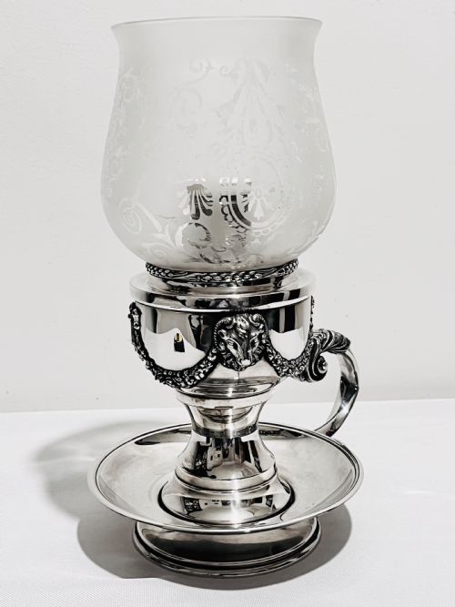 ANTIQUE SILVER PLATED TABLE LAMP GERMAN MADE C1880 - ADDITIONAL PHOTO 5